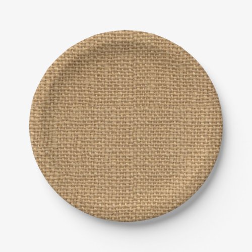 Simple floral rustic burlap texture paper plates