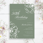 Simple Floral Sage 50th Birthday Party Invitation<br><div class="desc">Simple Sage 60th Birthday Party Invitation. Invite guests to celebrate in style with this elegant milestone birthday invitation, featuring a simple yet sophisticated sage floral design. The soft hues and clean layout create a timeless look that's perfect for any special occasion. Ideal for those who appreciate beauty in simplicity, this...</div>