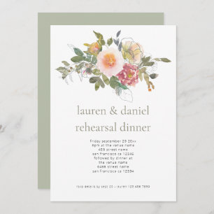 Simple Floral Sage Green Wedding Rehearsal Dinner Invitation