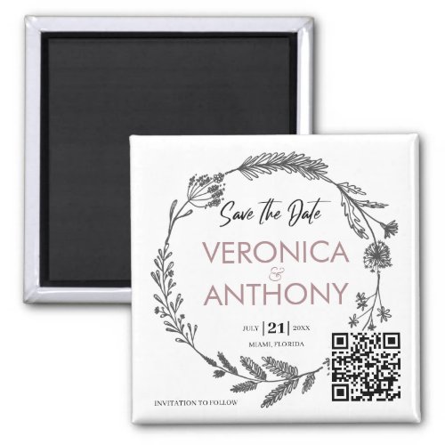 Simple Floral Save The Date Magnet