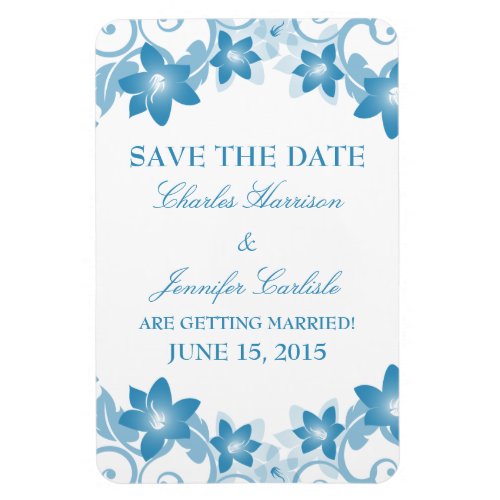 Simple Floral Save the Date Magnet Blue Magnet