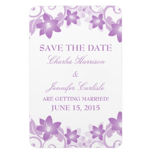 Simple Floral Save the Date Magnet Purple Magnet