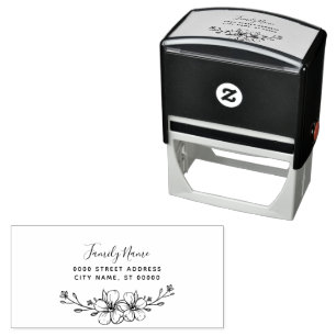 Simple Floral Self Inking Rubber Stamp