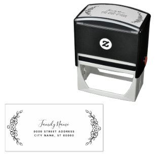 Simple Floral Self Inking Rubber Stamp
