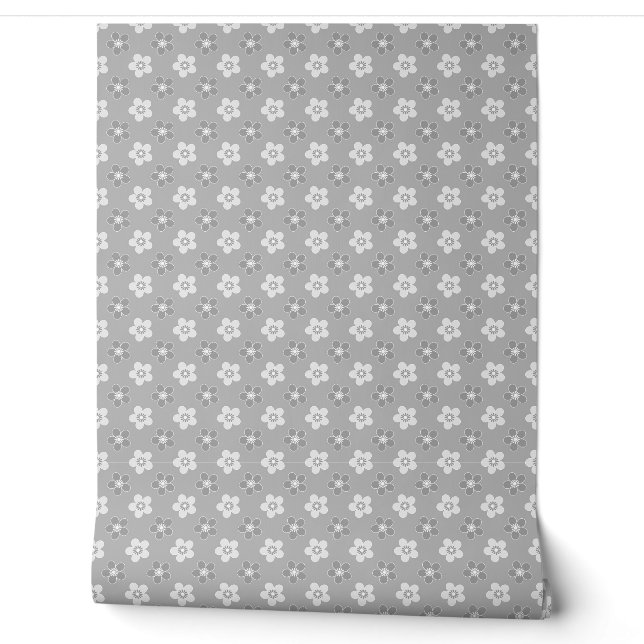  simple floral solid light grey pattern retro wallpaper  (Unrolling)