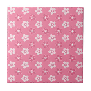 simple floral solid pink pattern retro small flow ceramic tile