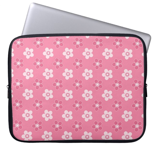  simple floral solid pink pattern retro small flow laptop sleeve (Front)
