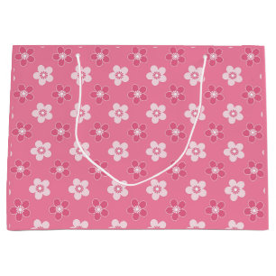 simple floral solid pink pattern retro small flow large gift bag