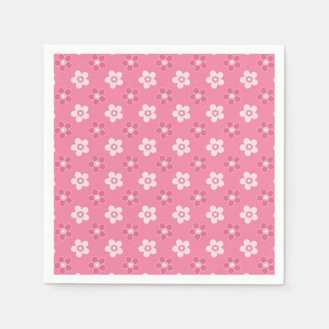  simple floral solid pink pattern retro small flow napkins (Front)
