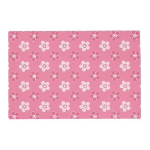 simple floral solid pink pattern retro small flow placemat