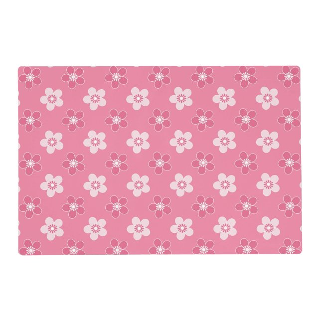  simple floral solid pink pattern retro small flow placemat (Front)