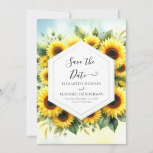 Simple Floral Sunflower Wedding Save The Date