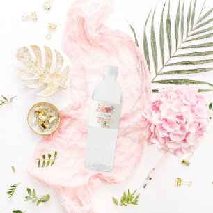 Simple Floral Sweet 16 Birthday Water Bottle Label