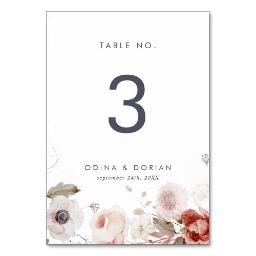 Simple Floral Table Number
