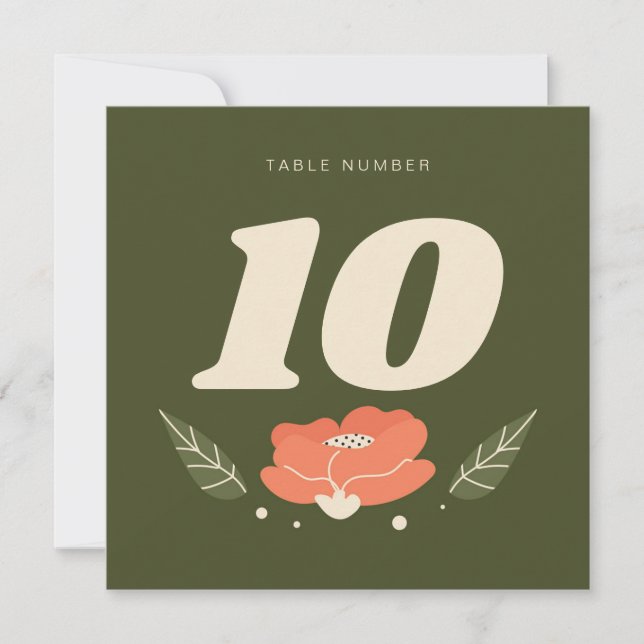 Simple Floral Table Numbers (Front)