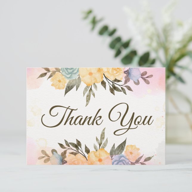 Simple Floral Thank You Card  (Standing Front)