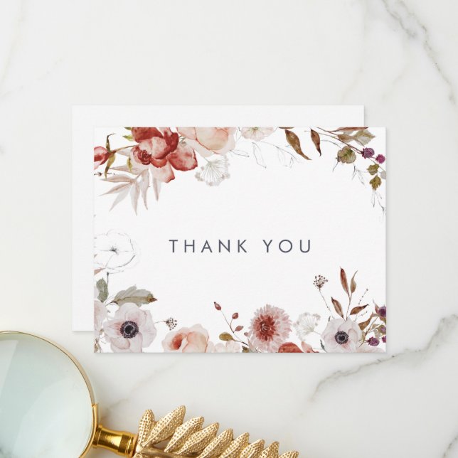 Simple Floral Thank You Card (Front/Back In Situ)
