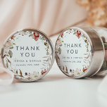 Simple Floral Thank You Wedding Favor Sticker<br><div class="desc">These simple floral thank you wedding favor stickers are perfect for a rustic wedding reception. The whimsical boho design features rustic blush pink, burgundy and marsala flowers with a moody and romantic tone. Personalize the sticker labels with your names, the event (if applicable), and the date. These stickers can be...</div>