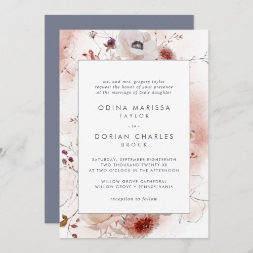 Simple Floral Traditional Wedding Invitation