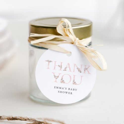 Simple Floral Typography Baby Shower Thank You Favor Tags