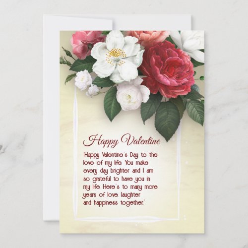Simple Floral Valentine letter card