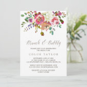 Simple Floral Watercolor Bouquet Brunch and Bubbly Invitation (Standing Front)