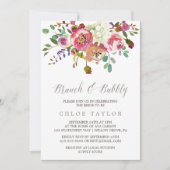 Simple Floral Watercolor Bouquet Brunch and Bubbly Invitation (Front)