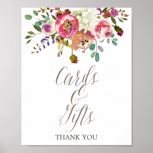 Simple Floral Watercolor Bouquet Cards  Gifts Poster