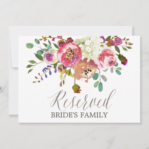 Simple Floral Watercolor Bouquet Reserved Sign