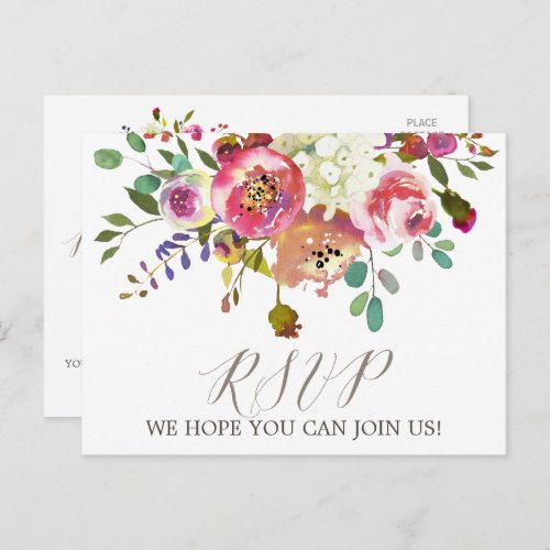 Simple Floral Watercolor Bouquet Song Request RSVP Invitation Postcard