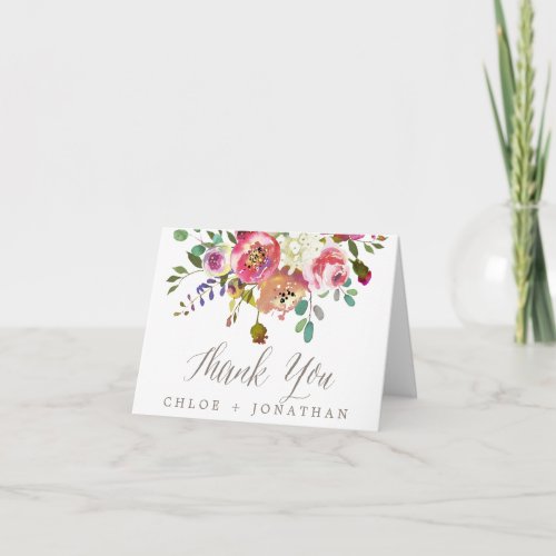 Simple Floral Watercolor Bouquet Thank You Card