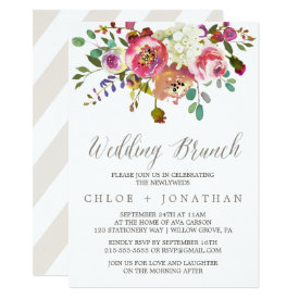 Simple Floral Watercolor Bouquet Wedding Brunch Card