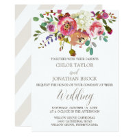 Simple Floral Watercolor Bouquet Wedding Card
