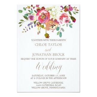 Rustic Floral Wedding Invitations