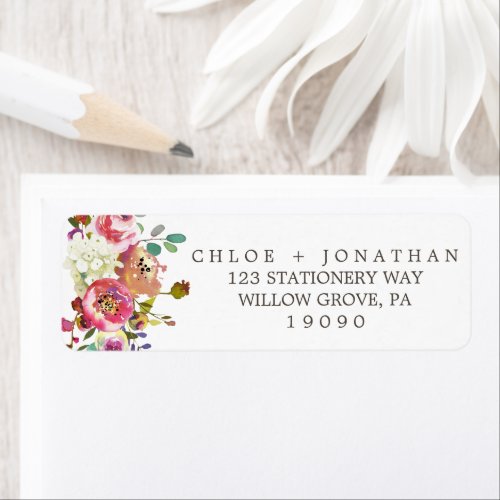 Simple Floral Watercolor Bouquet Wedding Label