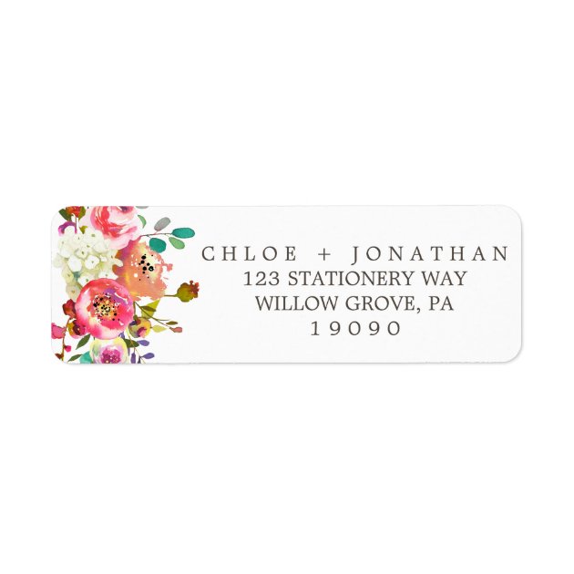 Simple Floral Watercolor Bouquet Wedding Label