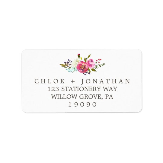 Simple Floral Watercolor Bouquet Wedding Label | Zazzle.com