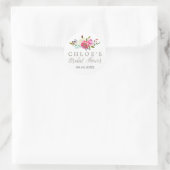 Simple Floral Watercolor Bridal Shower Favor Classic Round Sticker (Bag)