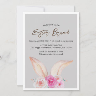 Simple floral watercolor easter brunch egg hunt invitation