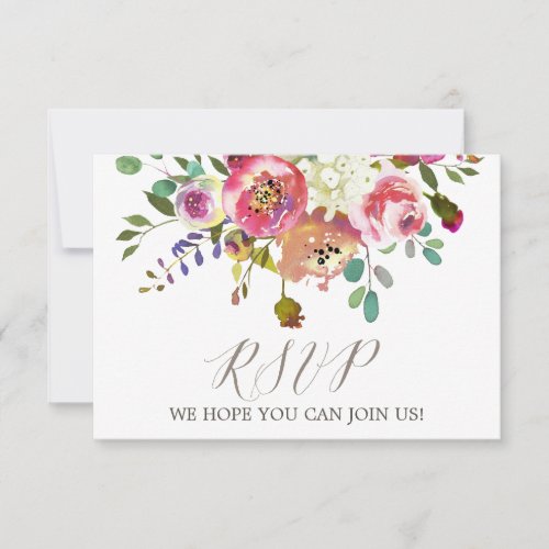 Simple Floral Watercolor Menu Choice RSVP Card