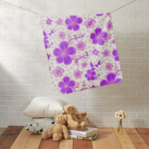 Simple Floral Watercolor Print Purple and Pink Baby Blanket