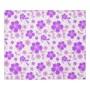 Simple Floral Watercolor Print Purple and Pink Duvet Cover