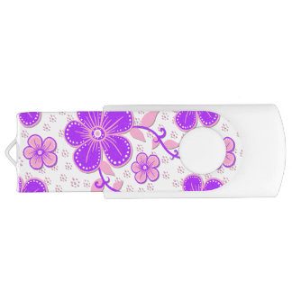Simple Floral Watercolor Print Purple and Pink Flash Drive