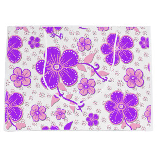Simple Floral Watercolor Print Purple and Pink Large Gift Bag