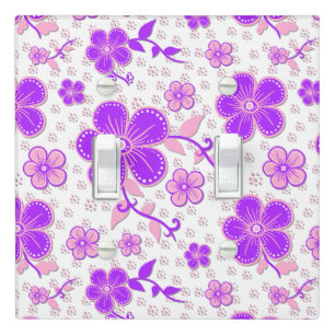 Simple Floral Watercolor Print Purple and Pink Light Switch Cover