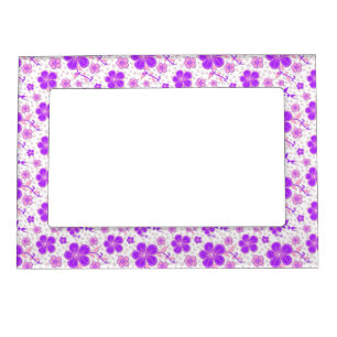 Simple Floral Watercolor Print Purple and Pink Magnetic Frame