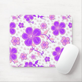 Simple Floral Watercolor Print Purple and Pink Mouse Pad