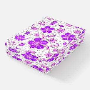 Simple Floral Watercolor Print Purple and Pink Paperweight