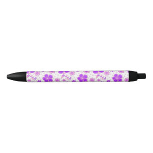 Simple Floral Watercolor Print Purple and Pink Pen
