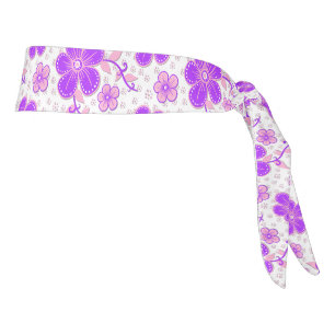 Simple Floral Watercolor Print Purple and Pink Tie Headband
